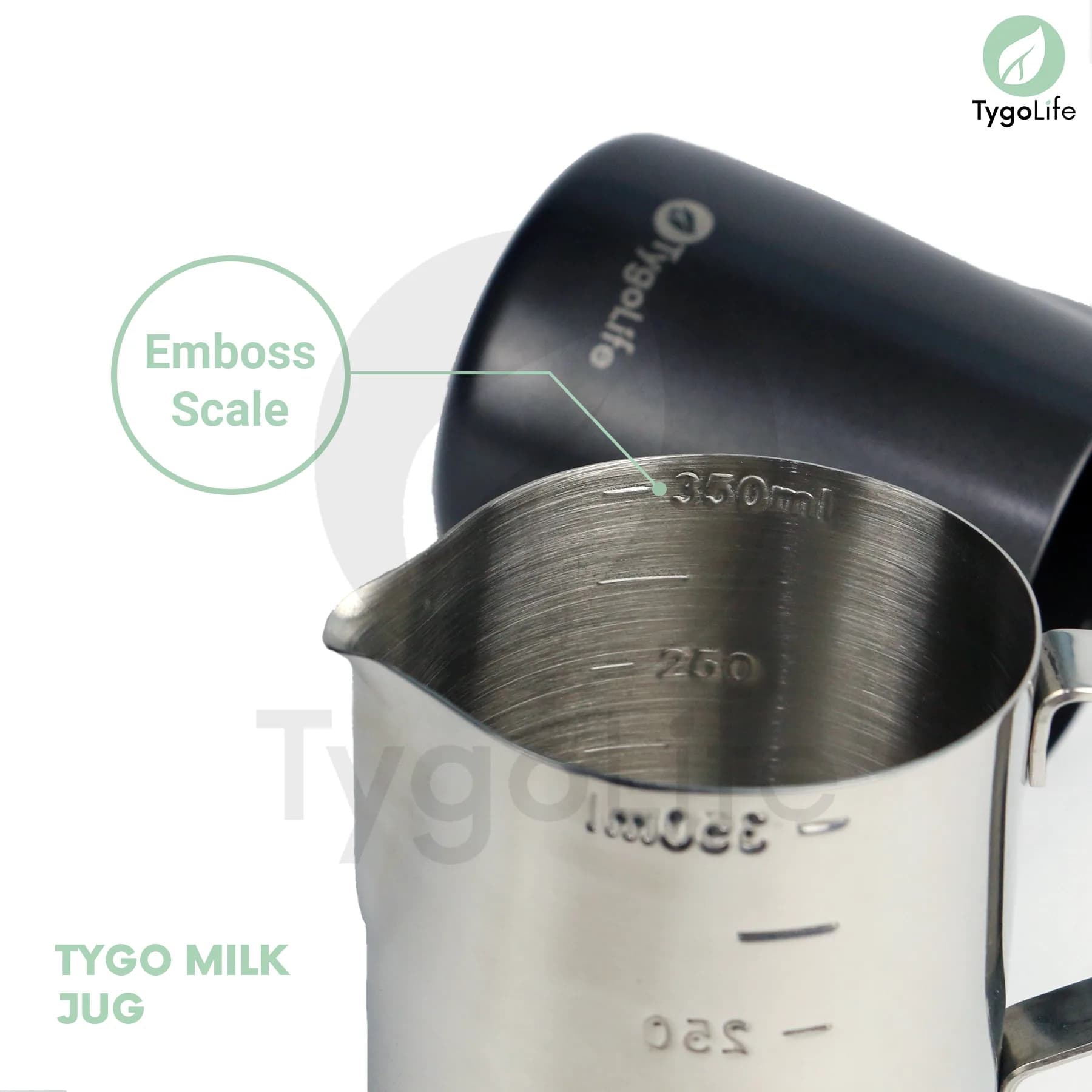 TYGO MILK JUG EMBOS SCALE BARISTA LATTE ART