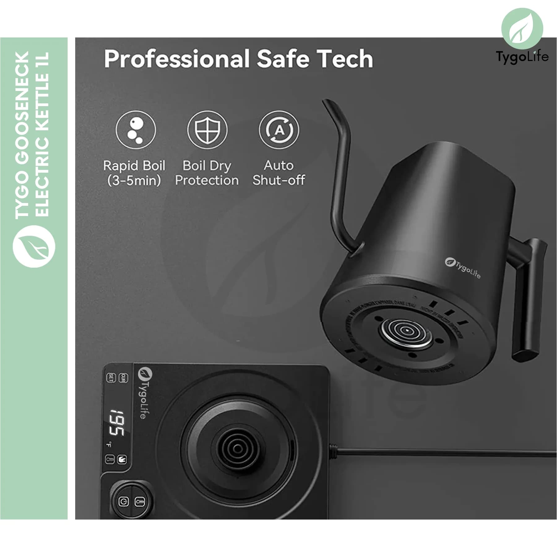 TYGO ELECTRIC GOOSENECK KETTLE 1L TEKO LEHER ANGSA