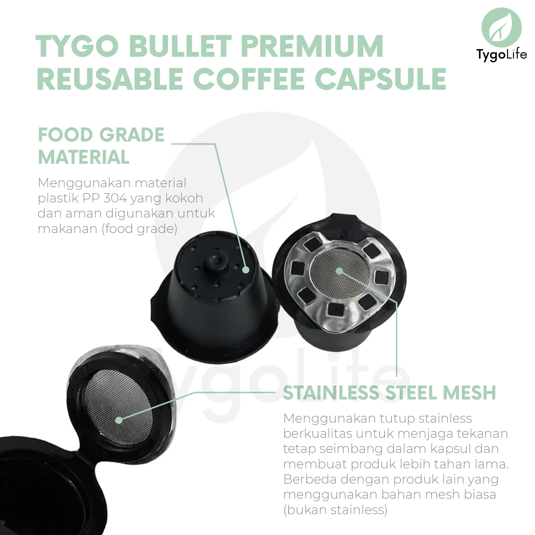 TYGO BULLET REUSABLE/REFILLABLE COFFEE CAPSULE POD