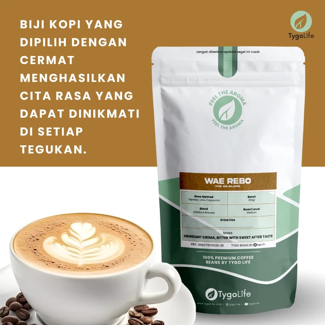 TYGO BEANS WAE REBO BIJI KOPI 250GR HOUSE BLEND ROBUSTA ARABIKA LOKAL