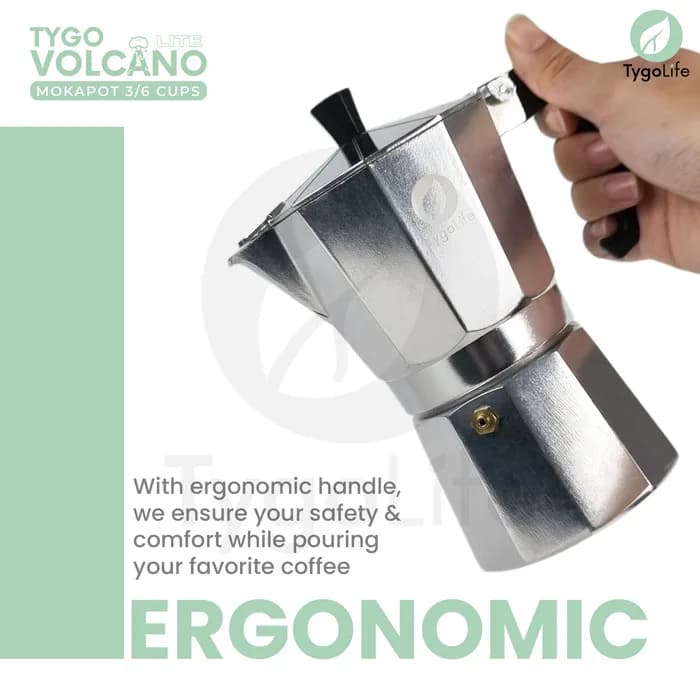 TYGO VOLCANO LITE MOKA POT 3 / 6 CUPS COFFEE ESPRESSO MAKER 150ML 300ML ALUMINIUM