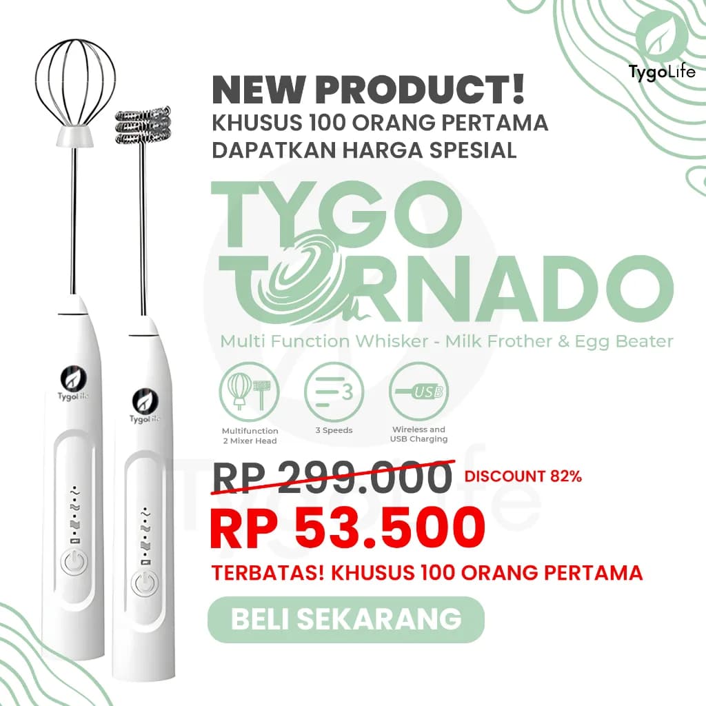 TYGO TORNADO 2IN1 MILK FROTHER EGG BEATER HAND MIXER