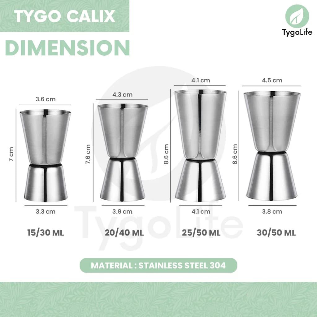 TYGO CALIX DOUBLE JIGGER STAINLESS STEEL MEASURING CUP GELAS TAKAR