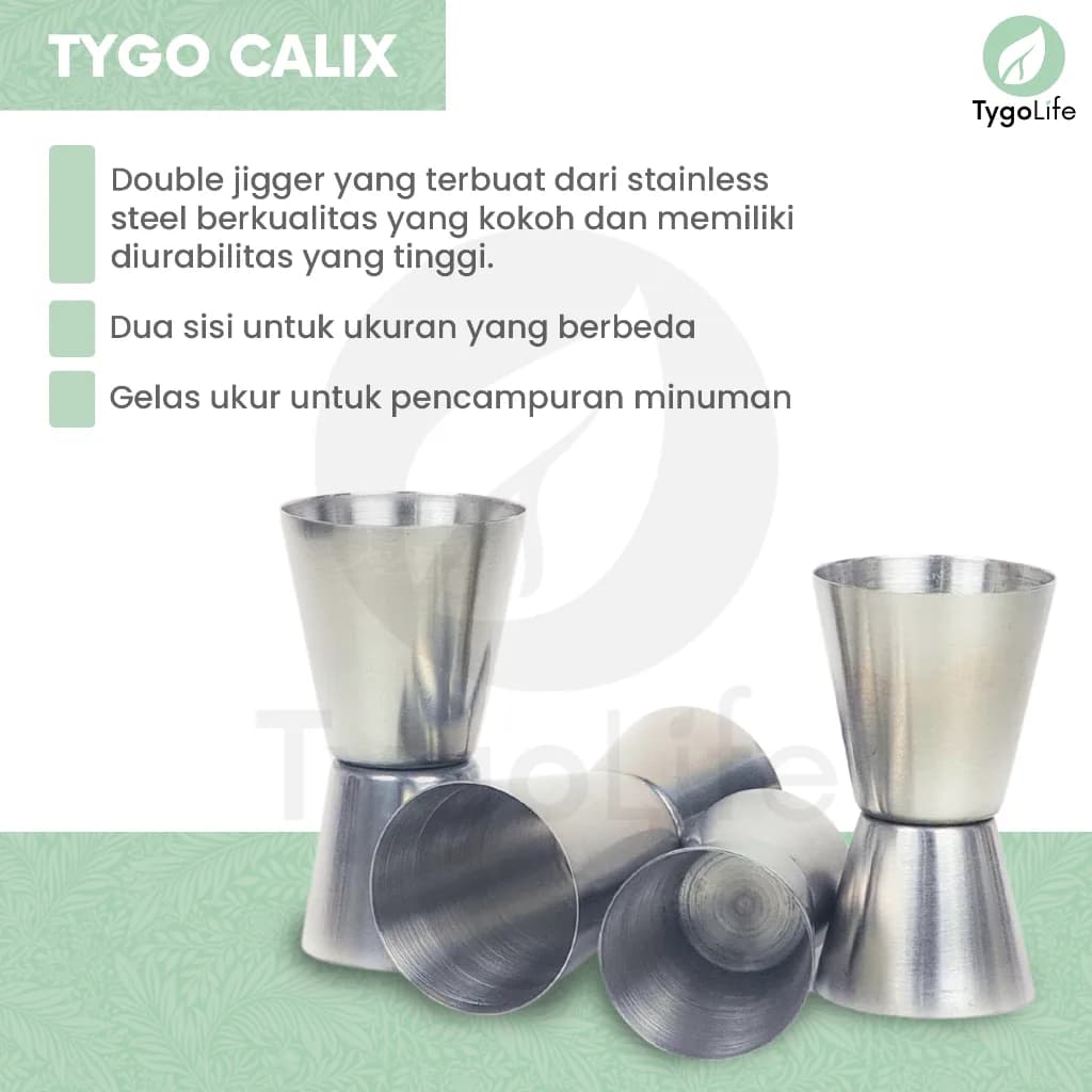 TYGO CALIX DOUBLE JIGGER STAINLESS STEEL MEASURING CUP GELAS TAKAR