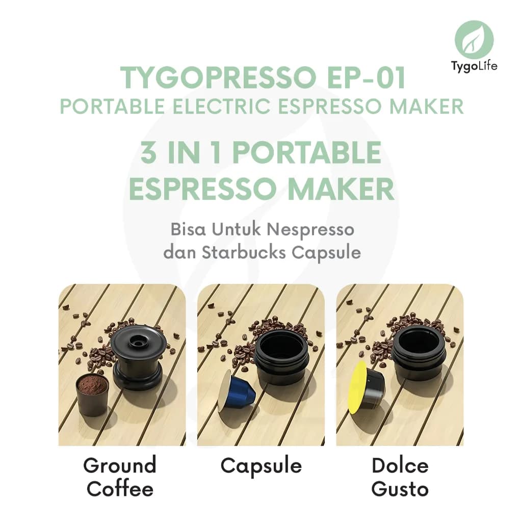 TYGOPRESSO EP-01 PORTABLE ELECTRIC ESPRESSO COFFEE MAKER