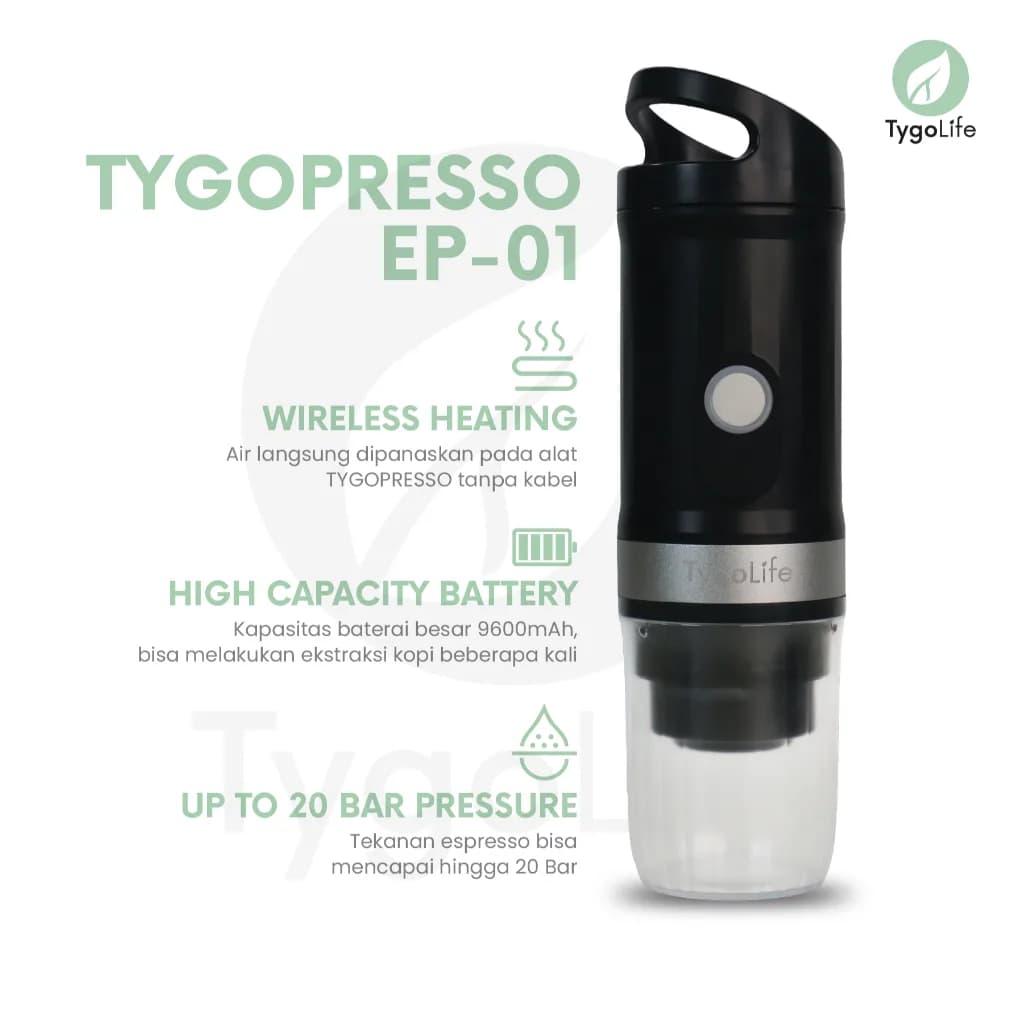 TYGOPRESSO EP-01 PORTABLE ELECTRIC ESPRESSO COFFEE MAKER