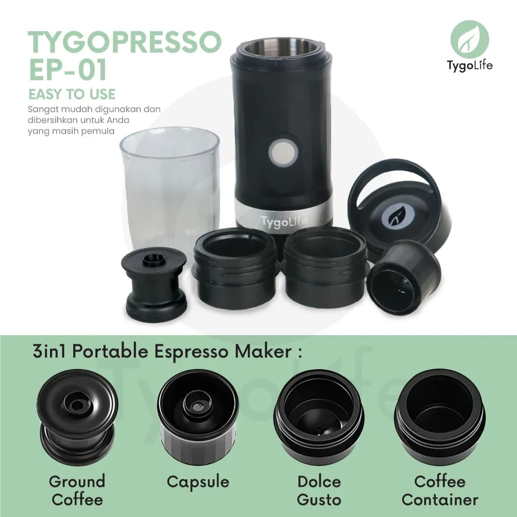 TYGOPRESSO EP-01 PORTABLE ELECTRIC ESPRESSO COFFEE MAKER