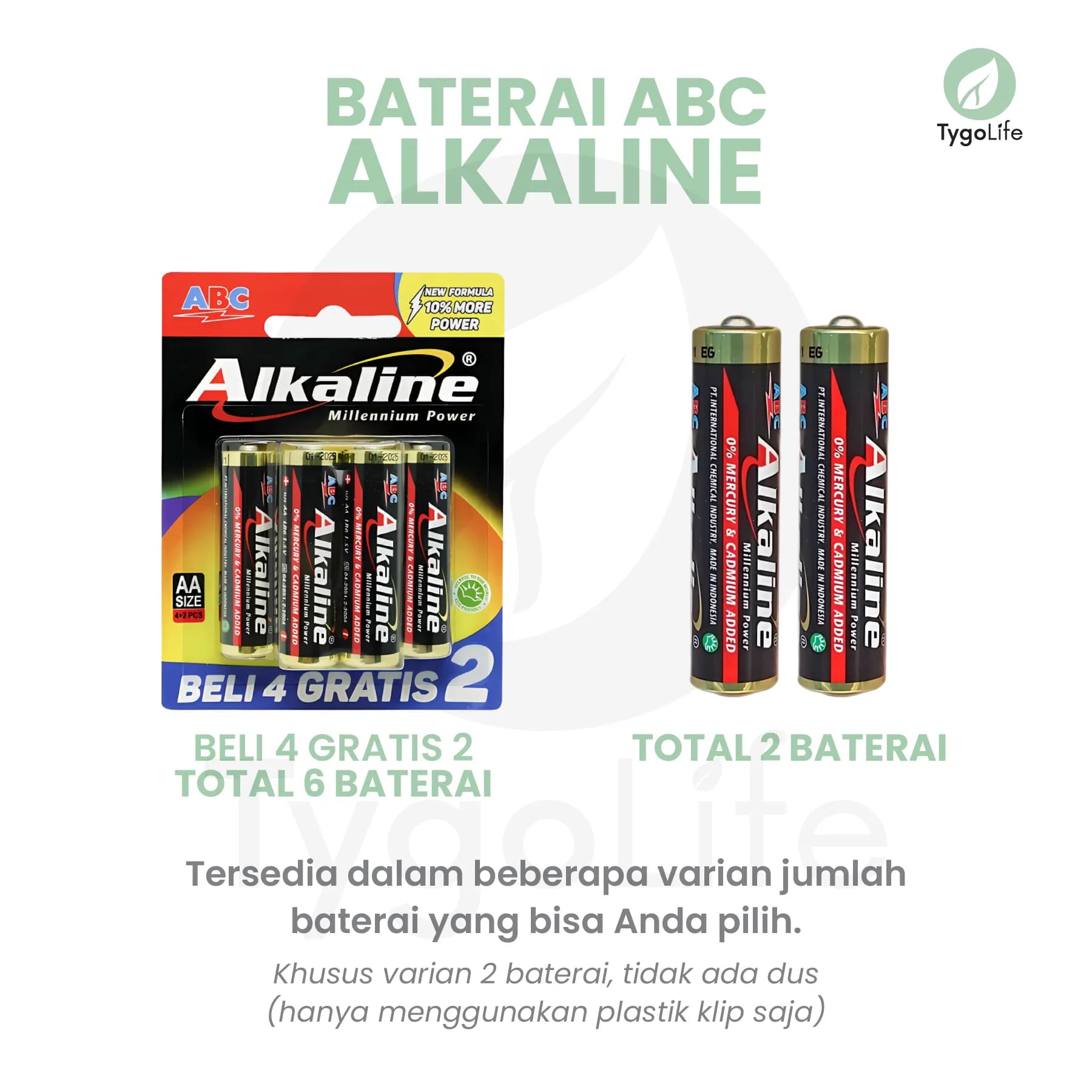 BATERAI ABC ALKALINE AA AAA A3 A2 1.5V ORIGINAL ISI 2 PCS 6 PCS BATRE