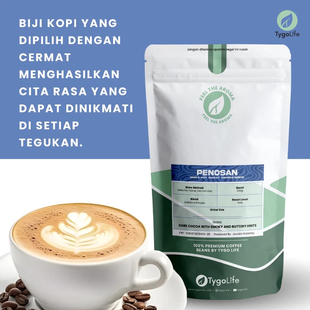 TYGO BEANS PENOSAN BIJI KOPI 200GR HOUSE BLEND ROBUSTA ARABIKA LOKAL