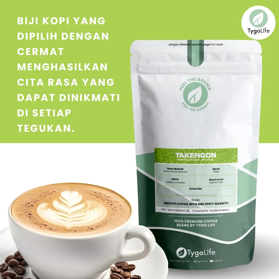 TYGO BEANS TAKENGON BIJI KOPI 200GR ROBUSTA ARABIKA LOKAL