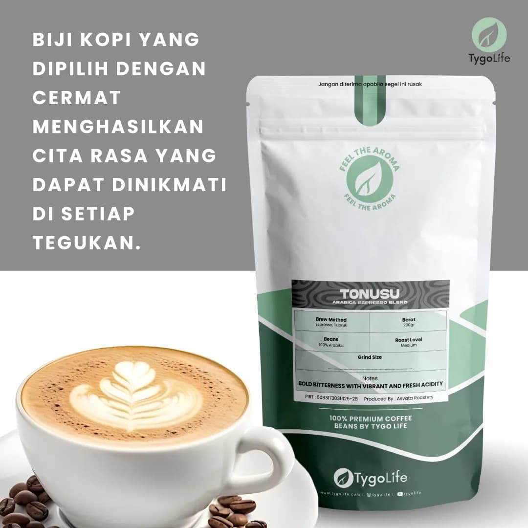 TYGO BEANS TONUSU BIJI KOPI 200GR 100% BIJI KOPI ARABIKA LOKAL