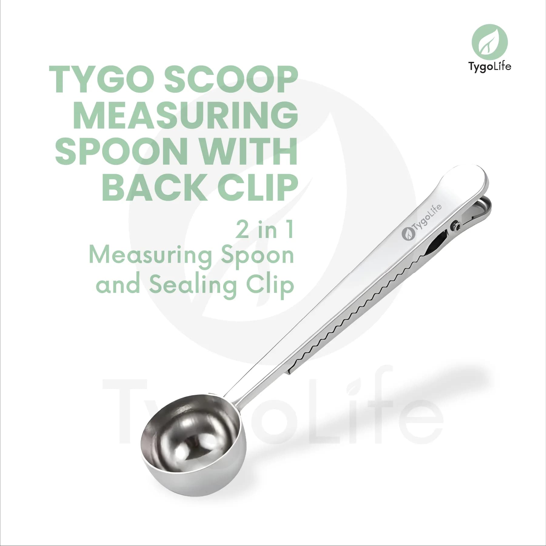 TYGO SCOOP BACK CLIP MEASURING SPOON STAINLESS STEEL SENDOK TAKAR