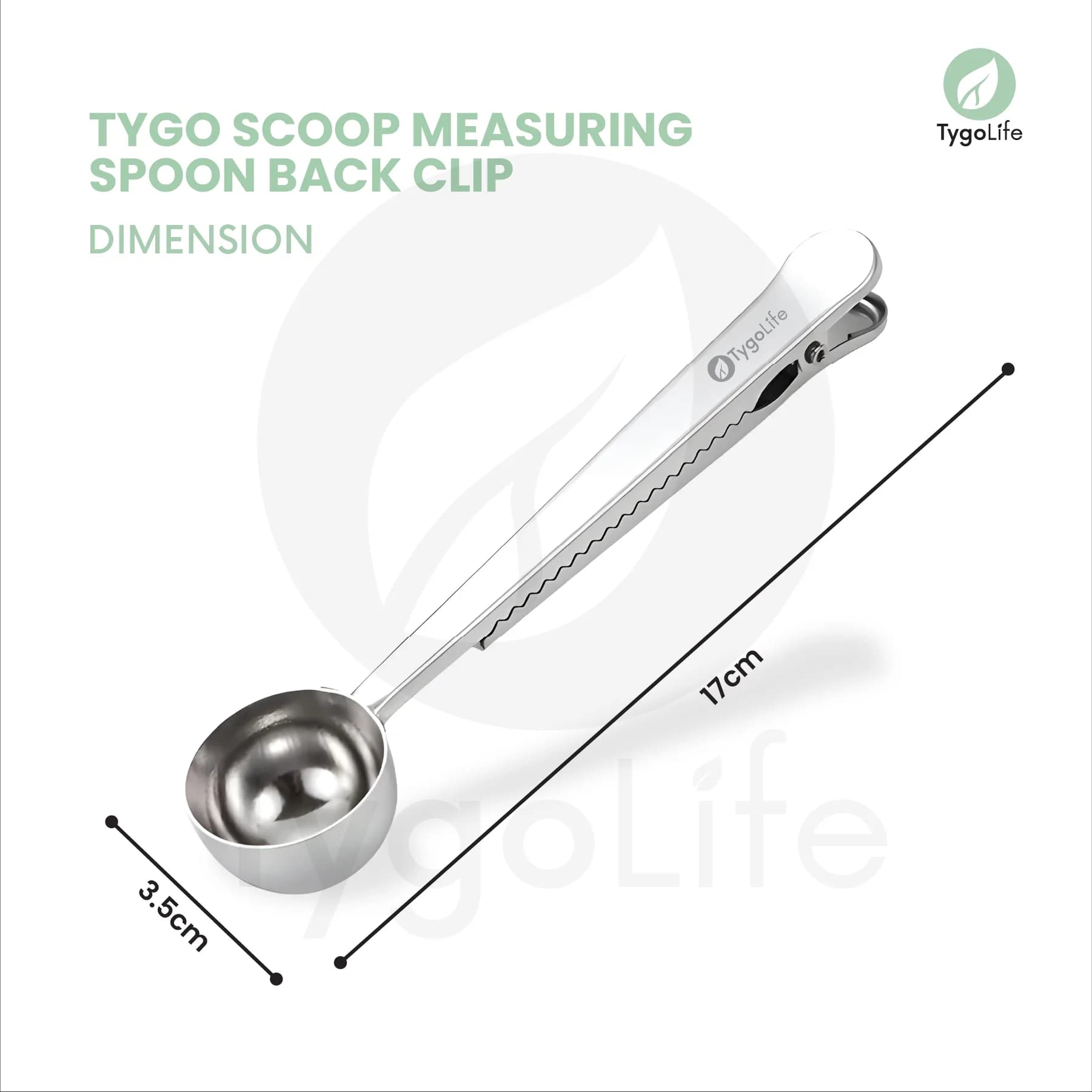 TYGO SCOOP BACK CLIP MEASURING SPOON STAINLESS STEEL SENDOK TAKAR