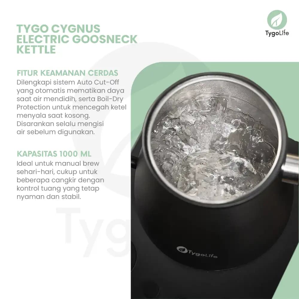 TYGO CYGNUS ELECTRIC GOOSENECK KETTLE TEKO KOPI LEHER ANGSA ELEKTRIK