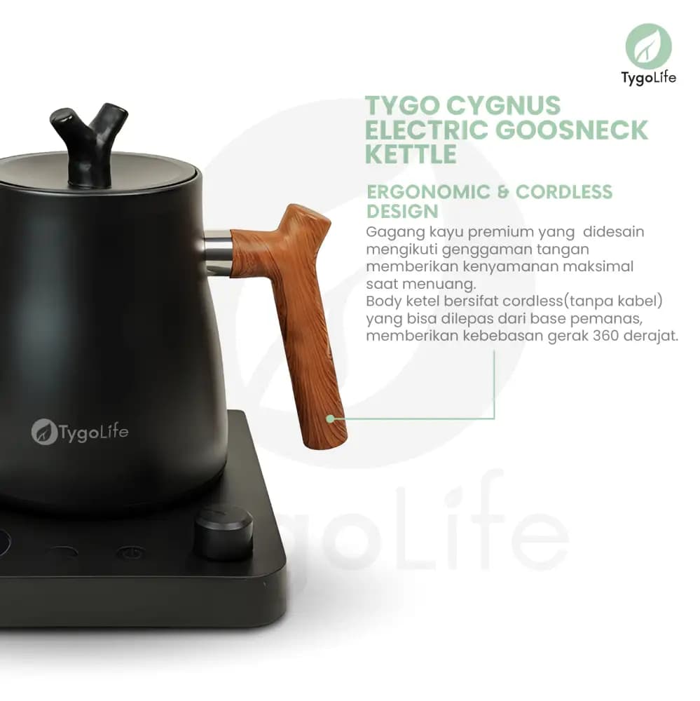 TYGO CYGNUS ELECTRIC GOOSENECK KETTLE TEKO KOPI LEHER ANGSA ELEKTRIK
