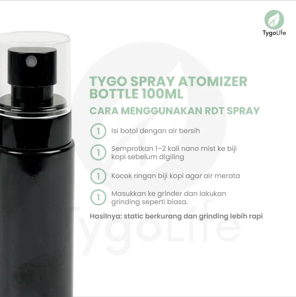 TYGO SPRAY ATOMIZER BOTTLE 100ML FOR RDT NANO MIST COFFEE BEAN SPRAY