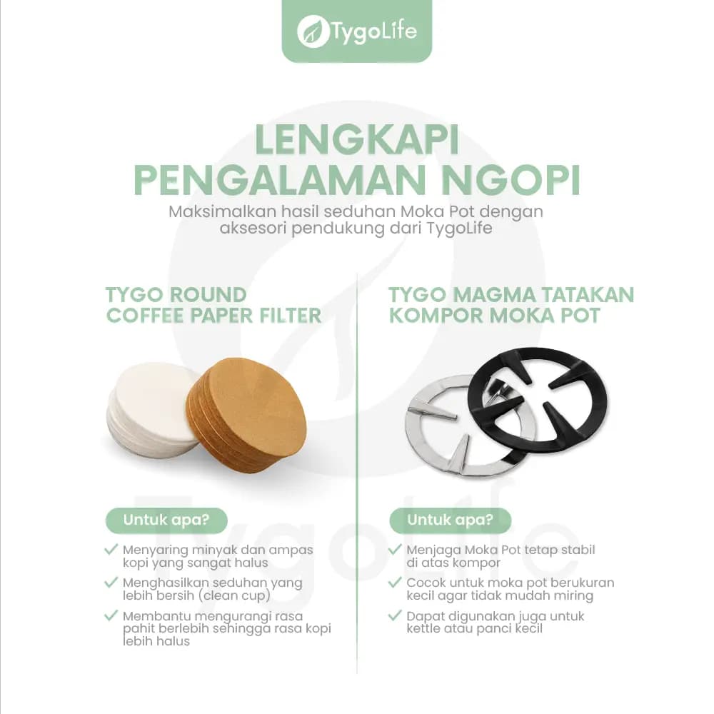 TYGO VOLCANO MOKA POT 6 CUP COFFEE ESPRESSO MAKER 300ML ALUMINIUM KAYU ALAT PEMBUAT KOPI MOKAPOT ITALIA PREMIUM