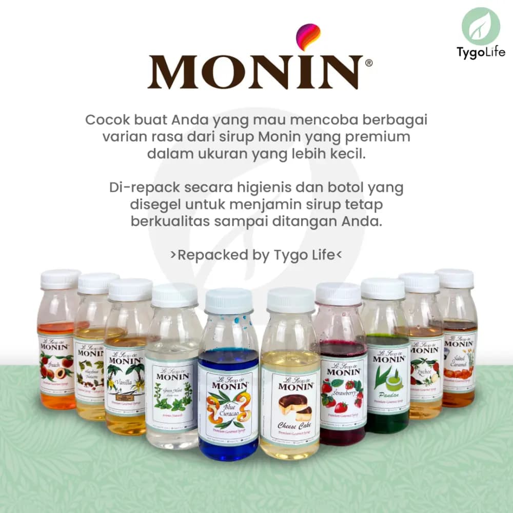 MONIN SYRUP REPACK 100ML FLAVOURED SAMPLE KEMASAN KECIL