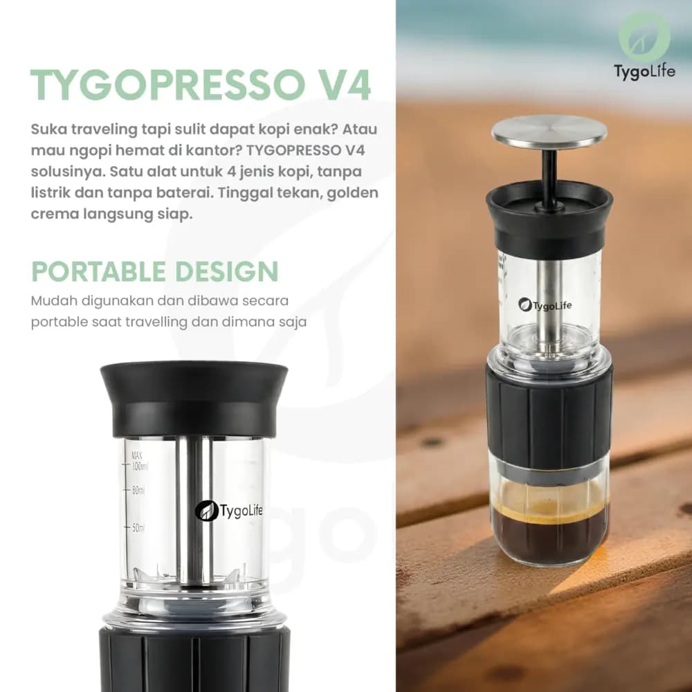 TYGOPRESSO V4 PORTABLE ESPRESSO MAKER 4IN1 MANUAL ALAT PEMBUAT KOPI ESPRESSO PORTAFILTER 51MM MINIPRESSO TRAVEL CAMPING MINI