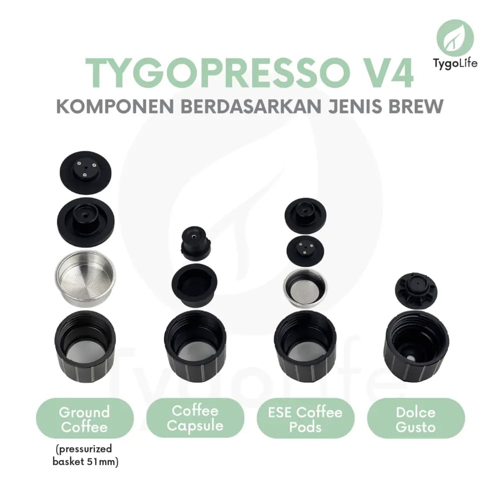 TYGOPRESSO V4 PORTABLE ESPRESSO MAKER 4IN1 MANUAL ALAT PEMBUAT KOPI ESPRESSO PORTAFILTER 51MM MINIPRESSO TRAVEL CAMPING MINI