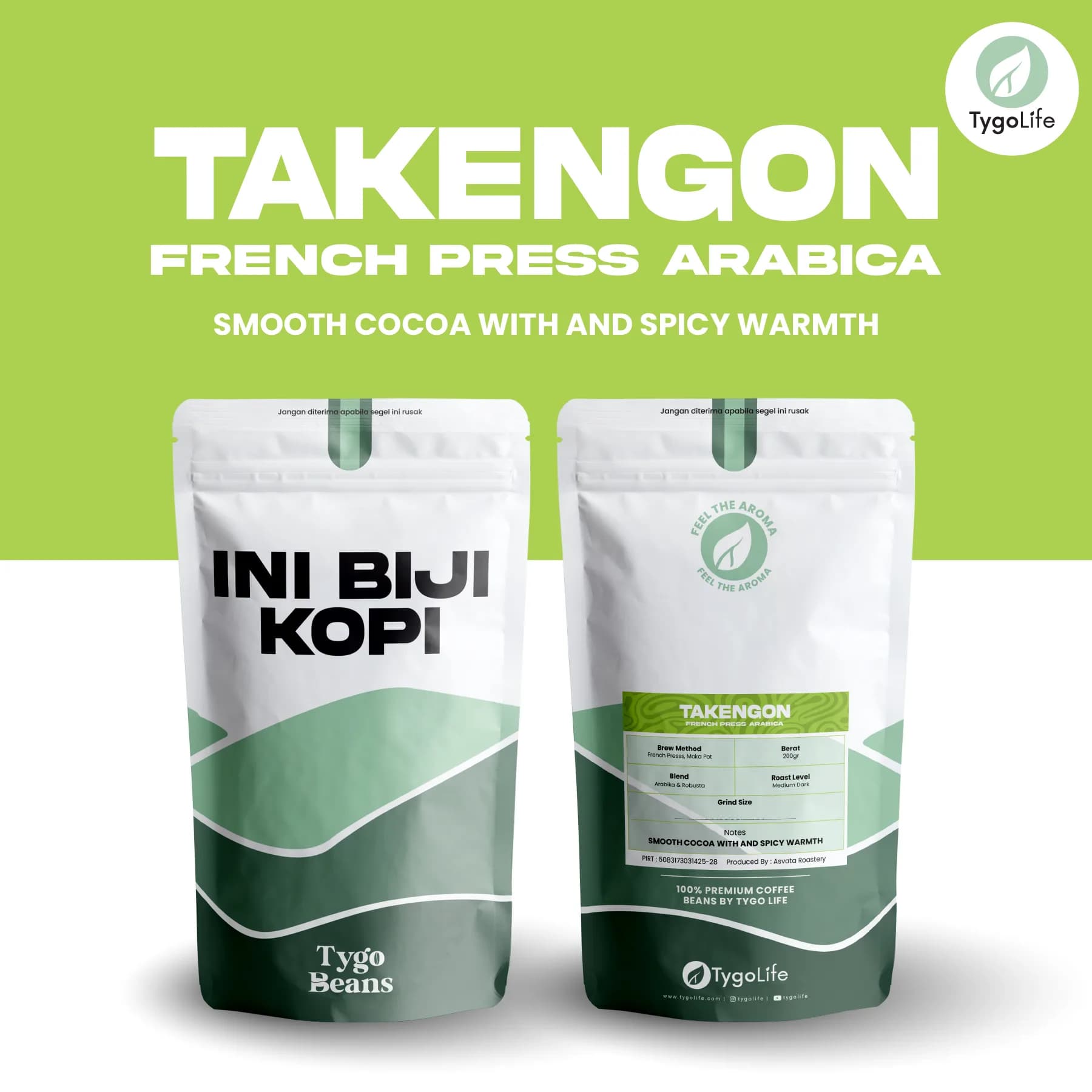 TYGO BEANS TAKENGON BIJI KOPI 200GR ROBUSTA ARABIKA LOKAL