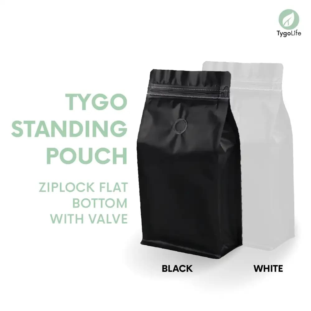 TYGO STANDING POUCH FLAT BOTTOM WITH VALVE