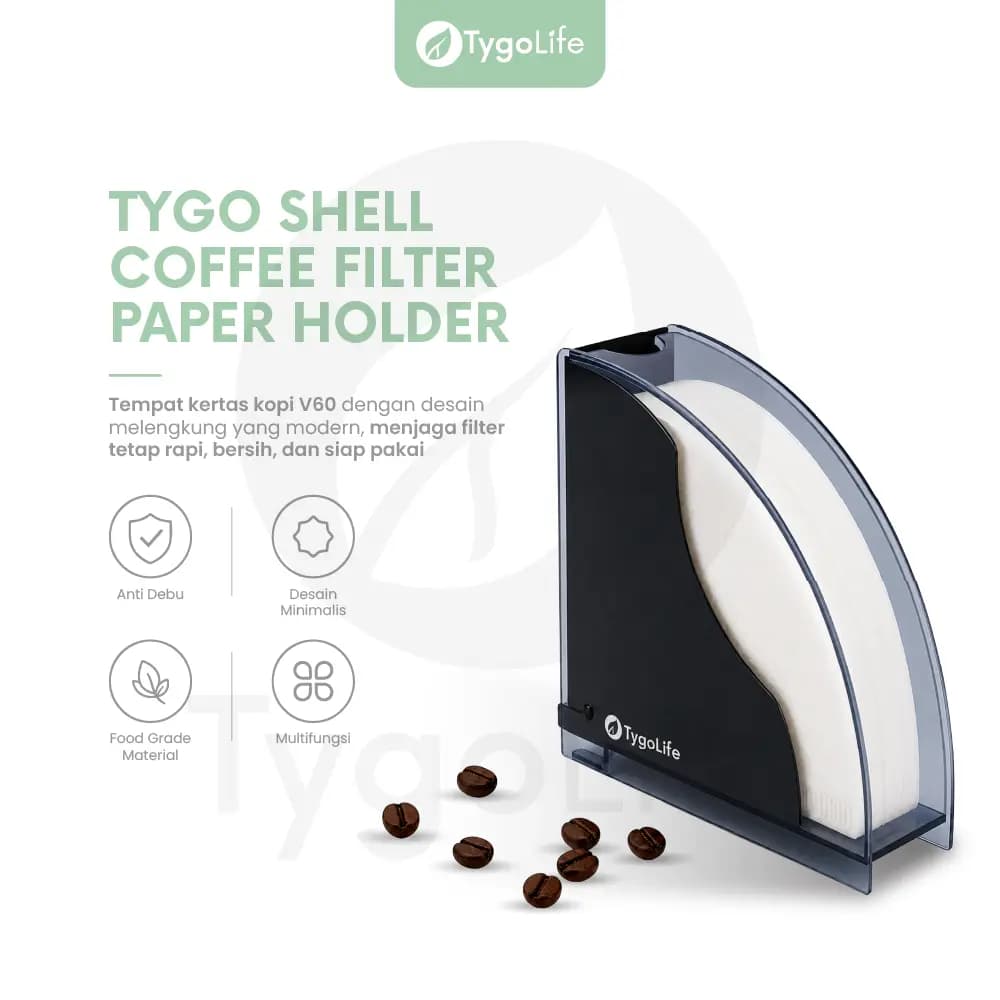 TYGO SHELL COFFEE FILTER PAPER HOLDER TEMPAT KERTAS KOPI V60 ANTI DEBU FOOD GRADE PLASTIK AKRILIK WADAH BOX PENYIMPANAN KERTAS FILTER KOPI V01 V02 MANUAL BREW BARISTA ACRYLIC
