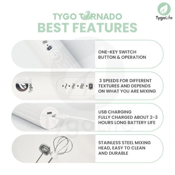 TYGO TORNADO 2IN1 MILK FROTHER EGG BEATER HAND MIXER - Image 3