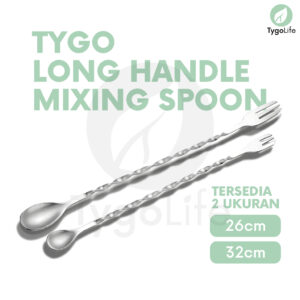 TYGO LONG HANDLE MIXING COCKTAIL SPOON FORK STAINLESS STEEL