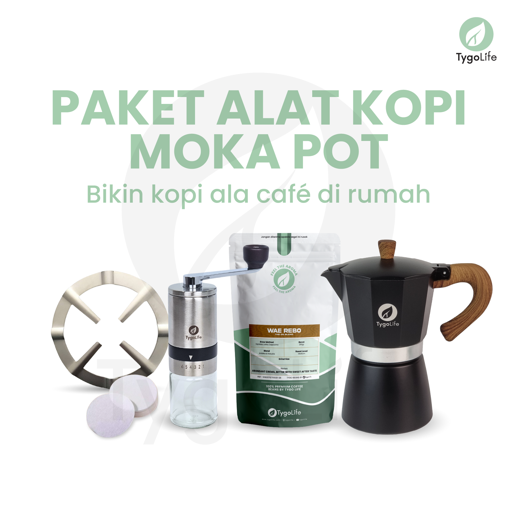 PAKET ALAT KOPI MOKA POT ESPRESSO MANUAL BREW BUNDLING PAKET USAHA CAFE KEDAI COFFEE MAKER BIJI KOPI SET GRINDER PENGGILING BY TYGO LIFE