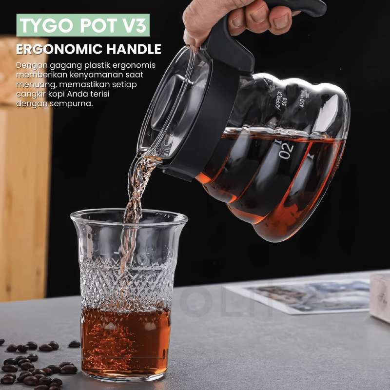 TYGO POT V3 COFFEE SERVER POUR OVER V60 DRIP BOROSILICATE GLASS - Image 2