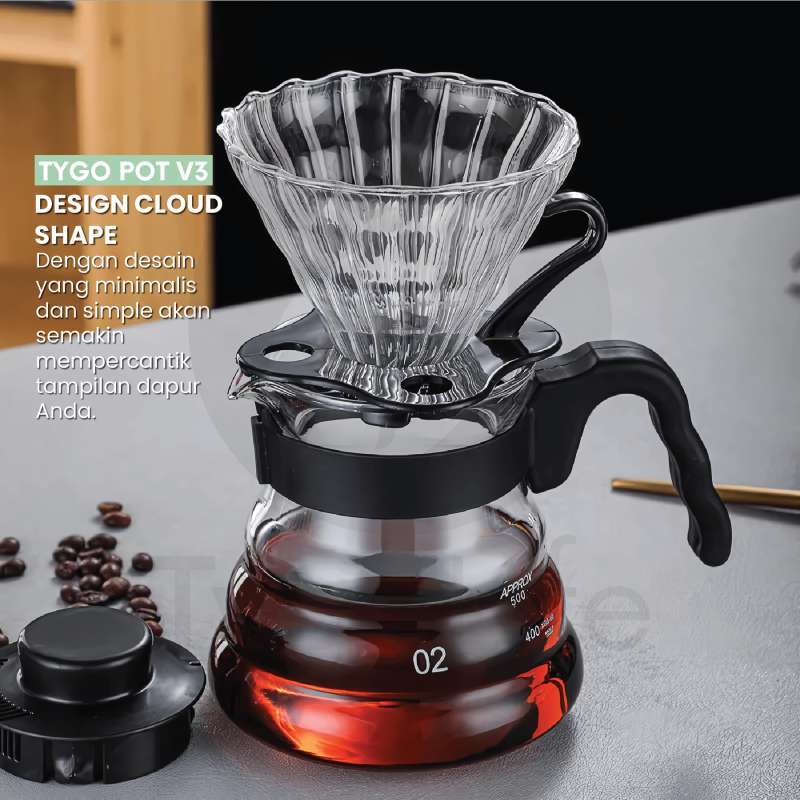 TYGO POT V3 COFFEE SERVER POUR OVER V60 DRIP BOROSILICATE GLASS - Image 4