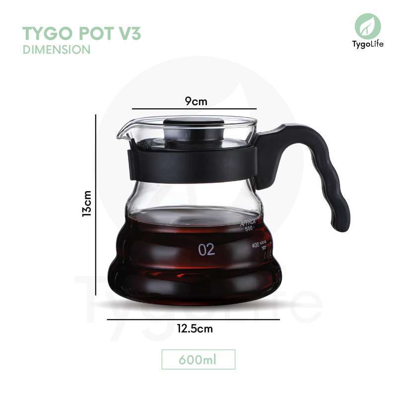 TYGO POT V3 COFFEE SERVER POUR OVER V60 DRIP BOROSILICATE GLASS - Image 6