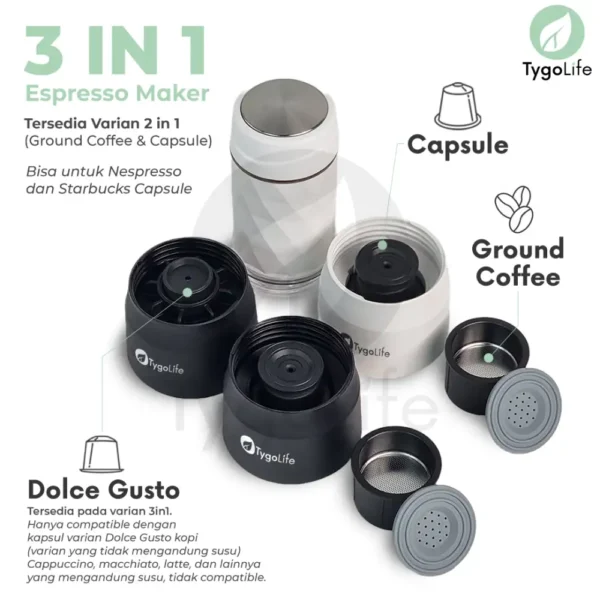 TYGOPRESSO V3 PORTABLE ESPRESSO COFFEE MAKER MANUAL 3IN1 - Image 2