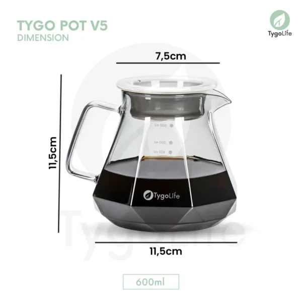 TYGO POT V5 COFFEE SERVER POUR OVER V60 DRIP DIAMOND SHAPE - Image 6