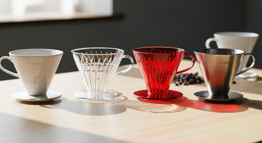 Pilih V60 Mana? Keramik, Kaca, Plastik, Metal: Bongkar Perbedaan & Mana Terbaik? - Tygo Life Jual Alat Kopi